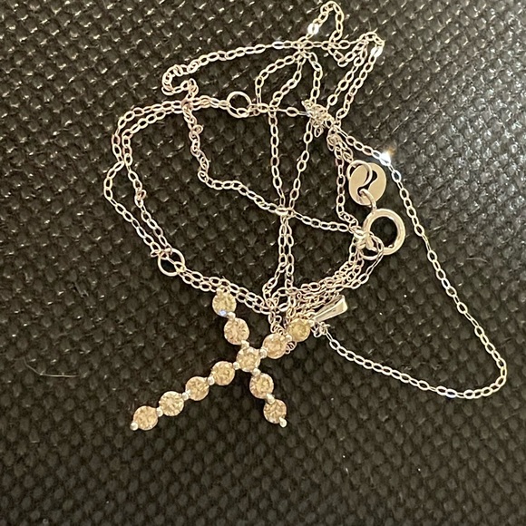 0.50 CT. T.W. Multi-Diamond Bubble Cross Pendant in 18K White Gold - Picture 5 of 7